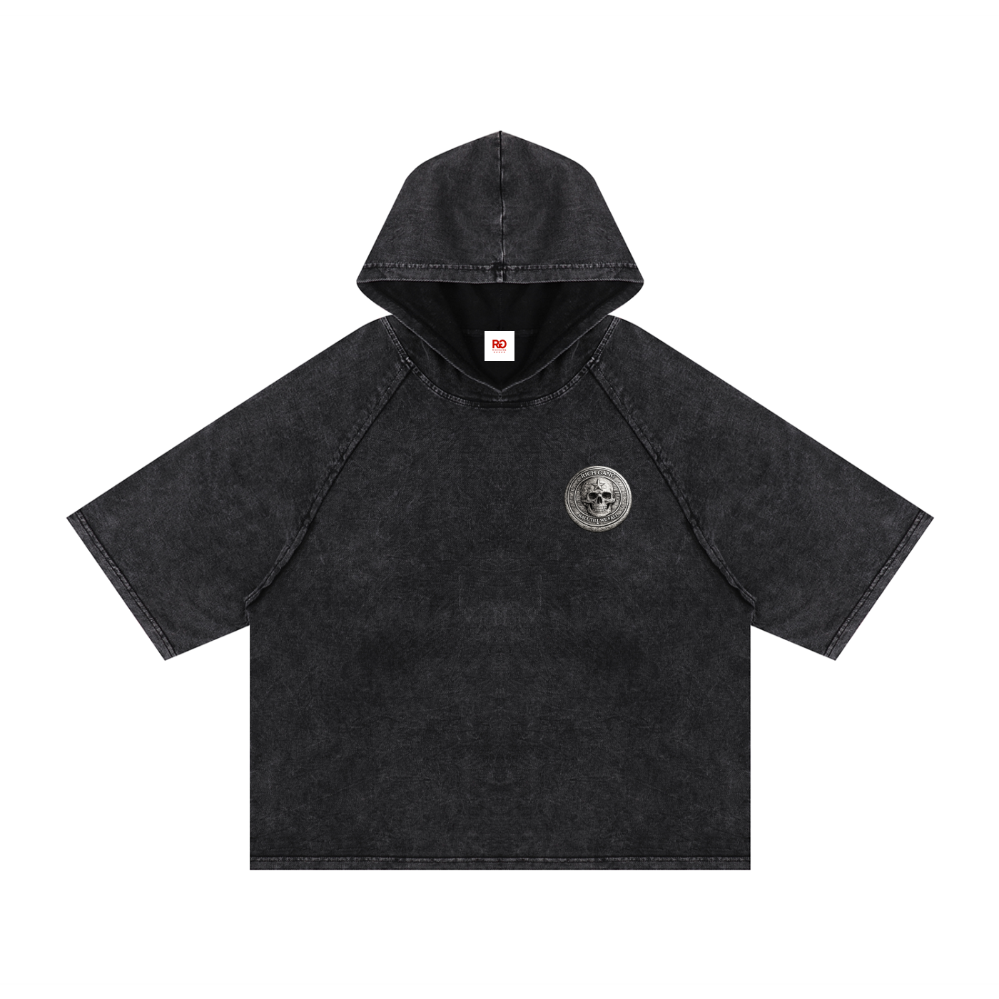 RG COIN: HOODED BOXY TEE SHIRT (SILVER COIN)