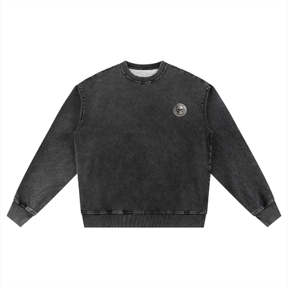 Snow Wash Oversized Crewneck Sweatshirt