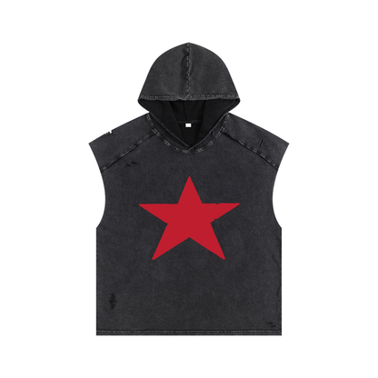 RG SKULL: 5 STAR BOX FIT SLEEVELESS HOODIE (VINTAGE CUT)