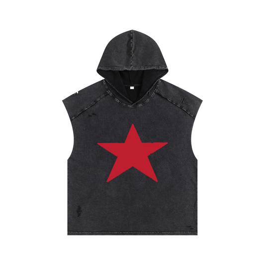 RG SKULL: 5 STAR BOX FIT SLEEVELESS HOODIE (VINTAGE CUT)