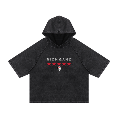 RG SKULL: RICH GANG SKULL COLLECTION HOODED BOX FIT TEE SHIRT