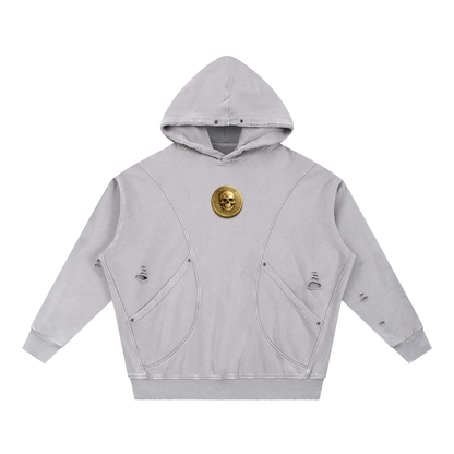 RG COIN: SNOW WASH DISTRESSED HOODIE (GOLD COIN)