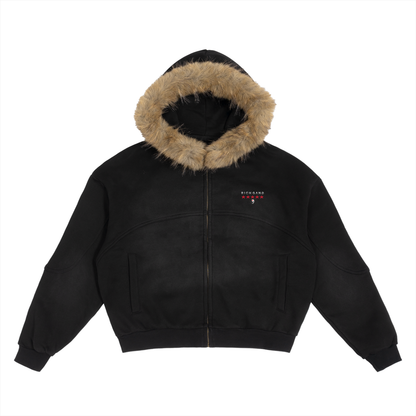 RG SKULL: RICH GANG SKULL COLLECTION DE-TATCHABLE FUR HOODIE