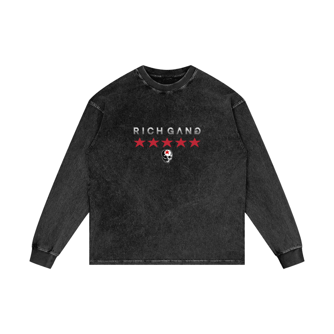 RG SKULL: LONG SLEEVE RICH GANG SKULL COLLECTION CREWNECK SHIRT