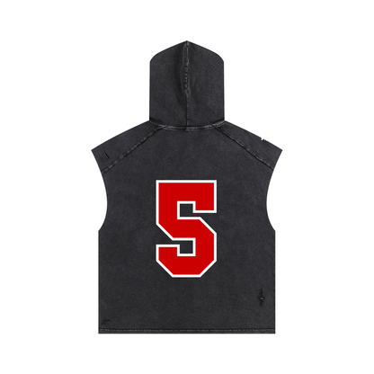 RG SKULL: 5 STAR BOX FIT SLEEVELESS HOODIE (VINTAGE CUT)