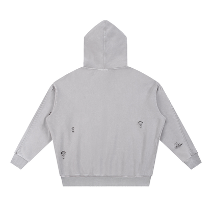 RG COIN: SNOW WASH DISTRESSED HOODIE (SILVER COIN)