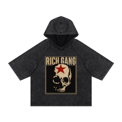 RG SKULL: GRUNGE SKULL HOODED BOX FIT TEE SHIRT
