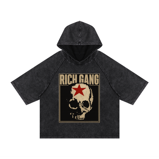 RG SKULL: GRUNGE SKULL HOODED BOX FIT TEE SHIRT
