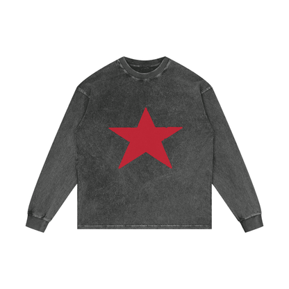 RG SKULL: LONG SLEEVE 5 STAR CREWNECK SHIRT