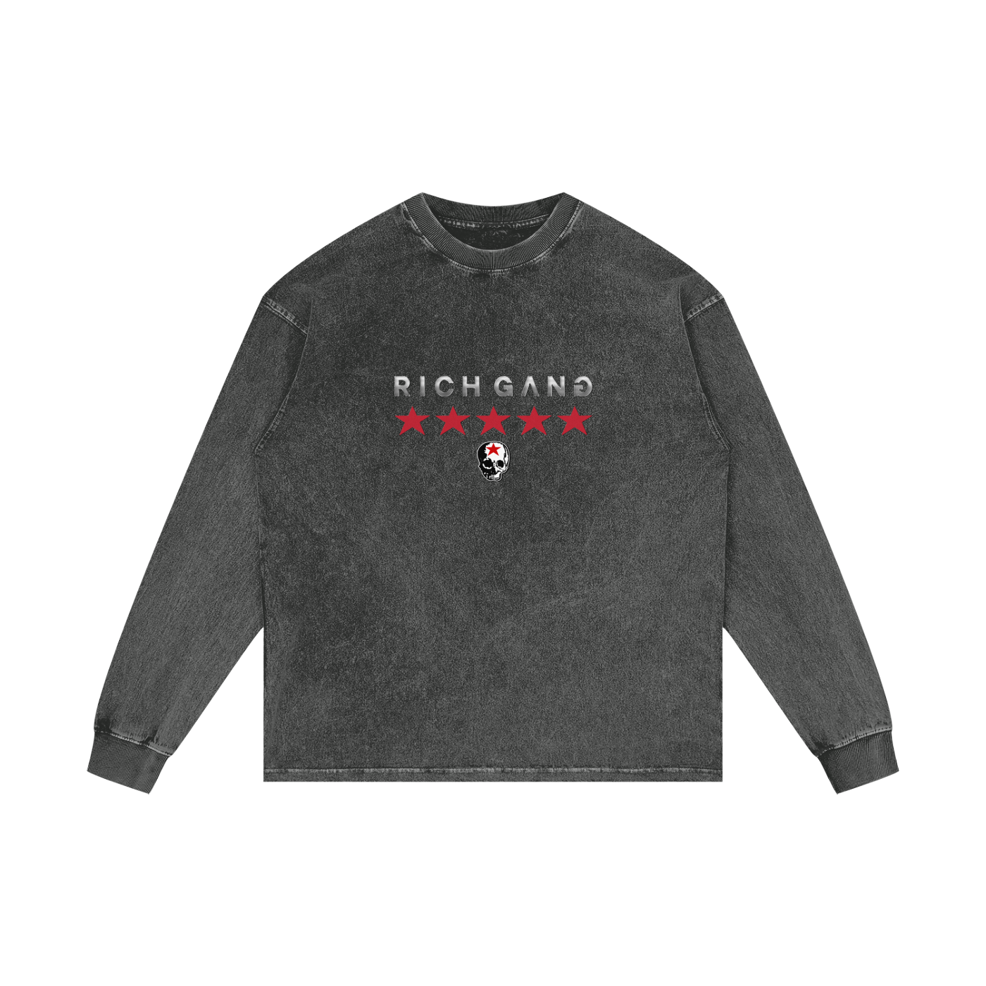 RG SKULL: LONG SLEEVE RICH GANG SKULL COLLECTION CREWNECK SHIRT