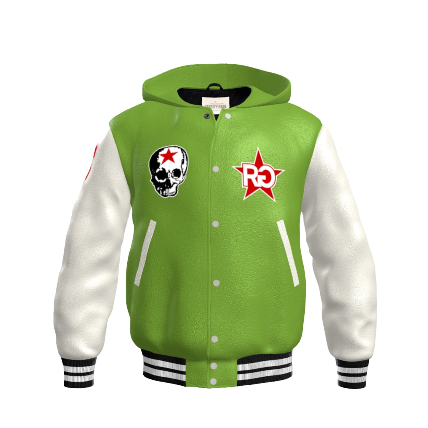 RG SKULL: LIMITED SLIME GREEN FULL LEATHER VARSITY JACKET